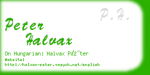 peter halvax business card